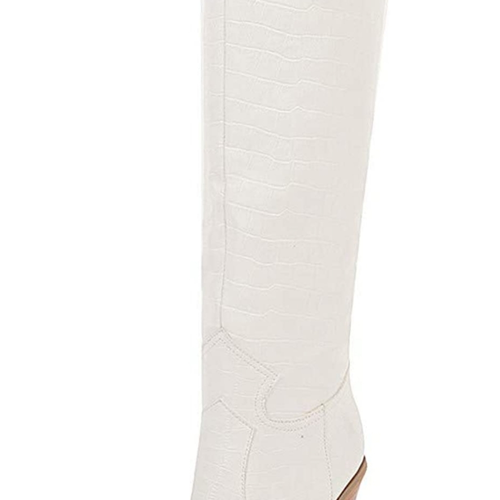 Women's Chunky Heel Knee High Boots Comfortable Pointed Toe Western Cowboy Boots